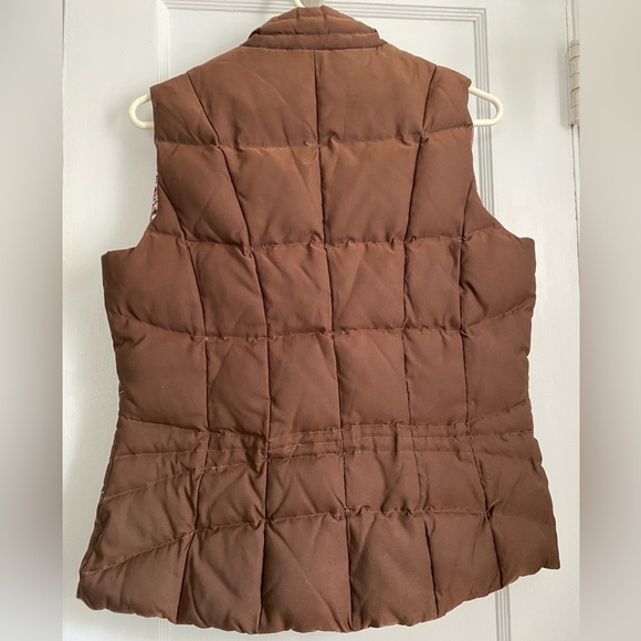 Lilly Pulitzer Down Brown Vest Paisley Floral Lining Zipper Snaps Size: Small - Picture 3 of 8